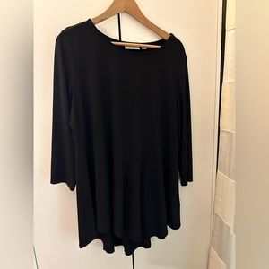 Black long poly blend blouse. Fairly lightweight. Attitudes by Renee.